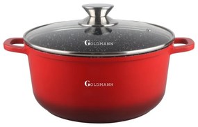 Тенджера Goldmann GM-7320R, 2.3 л, 20 см, Мраморно покритие, Стъклен капак с отвор за пара, Индукция, Червен