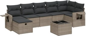 3263826 vidaXL Градински комплект диван с възглавници 8 части сив полиратан