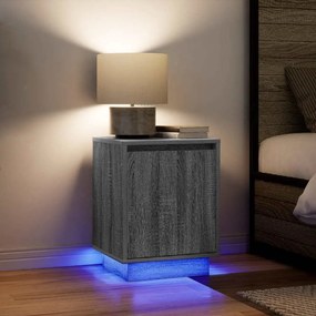 861276 vidaXL Нощни шкафчета с LED осветление 2 бр. сиво Сонома 38x34x50 см