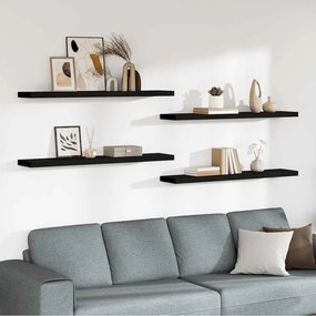 323843 vidaXL Окачени стенни рафтове, 4 бр, черни, 120x23,5x3,8 см, МДФ