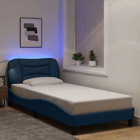 3213668 vidaXL Рамка за легло със светодиод без матрак, Синьо, 80x200 см, плат
