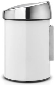 Кош за боклук Brabantia Touch Bin 647216, 3 л, Плавно и безшумно отваряне, Стенен монтаж, Бял
