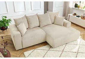 Кремав кадифен ъглов диван Enjoy – Bobochic Paris