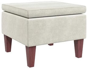 329466 vidaXL Табуретка с дървени крака, кремава, кадифе