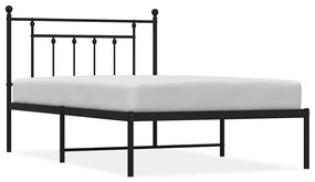 353532 vidaXL Метална рамка за легло с горна табла, черна, 100x200 см