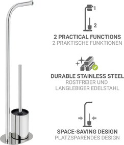 Поставка за тоалетна хартия стойка с четка от неръждаема стомана в блестящо сребрист цвят Levante – Wenko