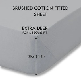 Сив еластичен фланелен чаршаф 150x200 cm Brushed – Catherine Lansfield