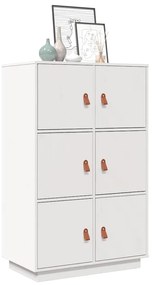 820173 vidaXL Висок шкаф, бял, 67x40x108,5 см, борово дърво масив