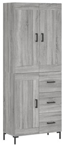 3200007 vidaXL Висок шкаф, сив сонома, 69,5x34x180 см, инженерно дърво