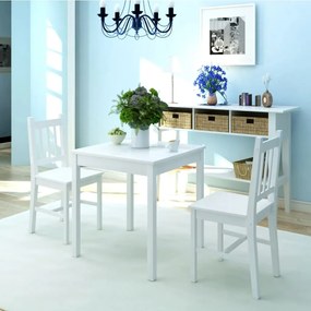 242955 vidaXL Комплект за трапезария, 3 части, бор, бял