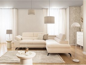 Кремав шенилов ъглов диван (десен ъгъл L форма) Marbeya – Ropez