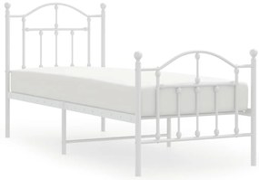 353496 vidaXL Метална рамка за легло с горна и долна табла, бяла, 75x190 см
