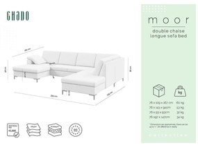 Тъмнозелен кадифен U-образен разтегателен диван, ляв ъгъл Moor - Ghado