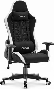 Геймърски стол CABRO C508 с облегалка, регулируема на 180°, и 2D подлакътници, с максимална товароносимост до 150 кг, в черно и бяло