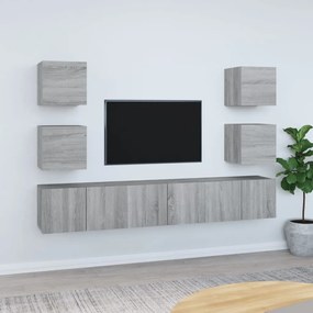 3120243 vidaXL Комплект ТВ шкафове от 7 части, сив сонома, инженерно дърво