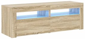 804358 vidaXL ТВ шкаф с LED осветление, дъб сонома, 120x35x40 см