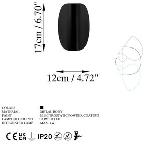 Черна LED стенна лампа Heybe – Opviq lights