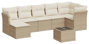 3249817 vidaXL Градински диван с възглавници, 8 части, бежов полиратан