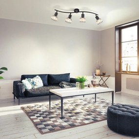 Черно осветително тяло за таван с метален абажур/с ратанов абажур 10,5x70 cm Straw – Fischer &amp; Honsel