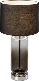 Rabalux Rien, настолна лампа, лампа от тонирано стъкло/метал със сив текстилен абажур, E27 1xMAX60W, В55см, Д27,5см, кабел: 150с