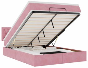 3312703 vidaXL Османска легло с матрак и LED, розово, 140x200 см, кадифе