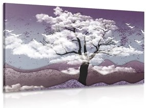 Картина на платно – Дърво залято с облаци