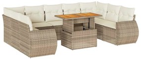 3327306 vidaXL Градински диван с възглавници, 10 части, бежов полиратан