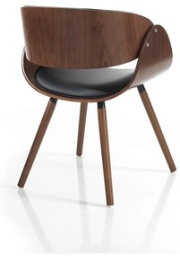 Черен/тъмнокафяв тапициран трапезен стол с подлакътници Visby Evo – Tomasucci