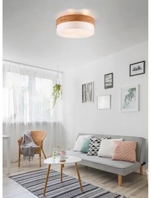 Бяло и естествено осветително тяло за таван с текстилен абажур Seasons – Trio