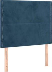 3116232 vidaXL Табла за легло, тъмносиня, 90x5x118/128 см, кадифе