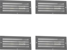 Модерна вградена лампа тъмно сива IP44 - Hurricane