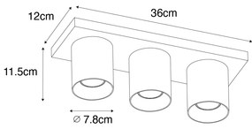 Модерен таванен прожектор бял 3-светлина - Tubo