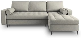 Светлосив ъглов разтегателен диван , десен ъгъл Santo - Milo Casa