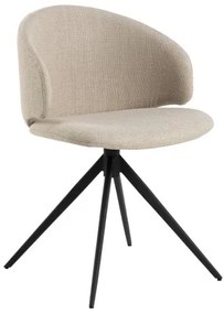 НЭЛЯ Бежово (тъкан Басэл 24)/черни крака - МОДЕРЕН ТАПИЦИРАН ВЪРТЯЩ СЕ СТОЛ ПЛЕТЕНИЦА ЗА ДНЕВНА/ТРАПЕЗАРИЯ/ОФИС