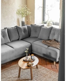 Сив велурен разтегателен диван (десен ъгъл) Lazy Lukka - Miuform