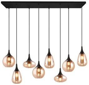 Черно-оранжева висяща лампа със стъклен абажур Lumina - Trio