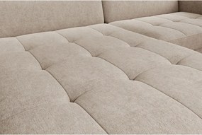 Бежов шенилов разтегателен ъглов диван с място за съхранение (ляв ъгъл) Gomsi – ELTAP