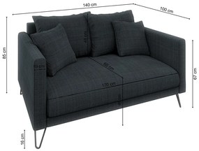 Тъмносив шенилов диван 140 cm Freya – Ropez