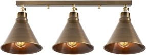 Метално осветление Arden E27 с три светлини в винтидж златист цвят 72x20x26см.