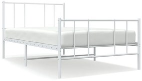 352537 vidaXL Метална рамка за легло с горна и долна табла, бяла, 75x190 см