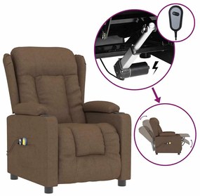 3098793 vidaXL Електрически масажен стол, кафяв, текстил