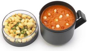 Чаша за супа с капак Brabantia Make&Take 1006293, 600+180 мл, Винтов капак, Без BPA, Тъмносив