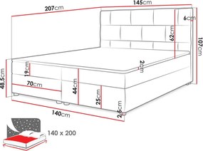 Тапицирано легло Wall-Gray-140 x 200