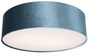 Модерна таванна лампа синя 40 см със златен интериор - Drum