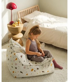 Бял детски пуф от букле и шенил Terrazzo Chair – Wigiwama