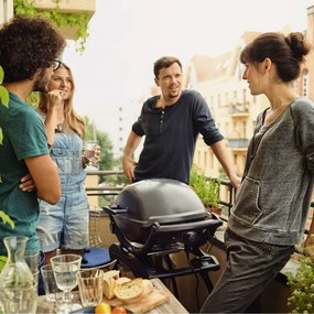 Електрическо барбекю Weber Q2400 WB 55020879, 2200 W, 55x39 cm, Капак и корпус от лят алуминий, Подвижна тава за мазнини, Тъмносив
