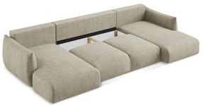 Бежов шенилов сгъваем ъглов диван (U форма) Leila – Makamii