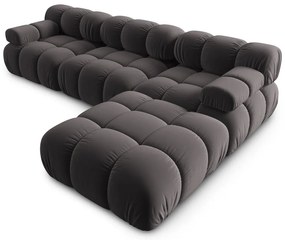 Тъмносив ъглов диван от кадифе Bellis - Micadoni Home