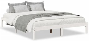 852409 vidaXL Екстра дълга рамка за легло без матрак бял 160x210 см бор масив