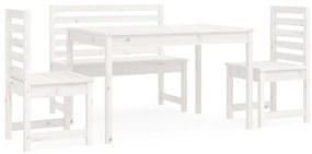 3154696 vidaXL Градински трапезен комплект от 4 части, бял, масивен бор